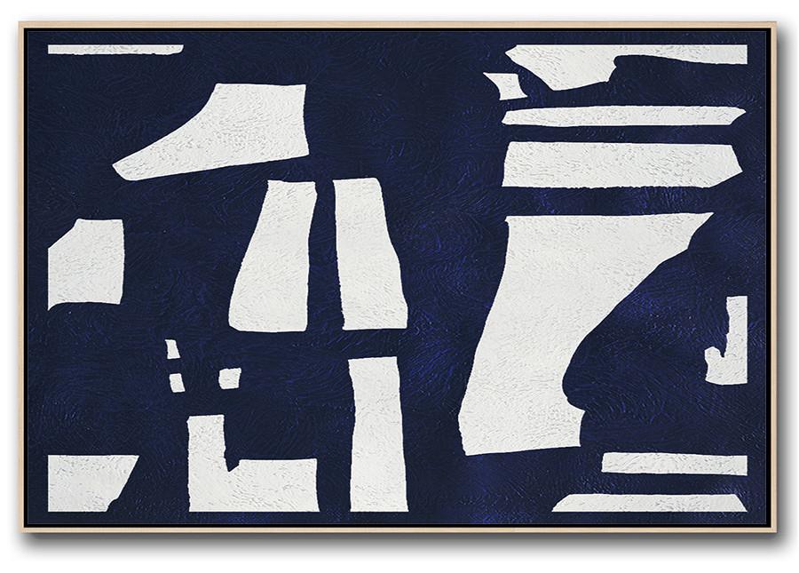 Horizontal Navy Blue Minimal Art #NV299C